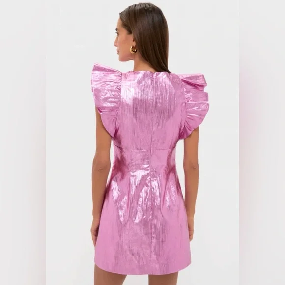 NWT HYACINTH HOUSE Pink Plisse Coolidge Mini Dress, Size XS - Picture 5 of 16